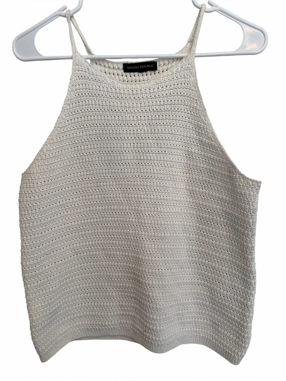 Banana Republic Cream Crochet Sweater Knit Halter Tank Too. Size Large